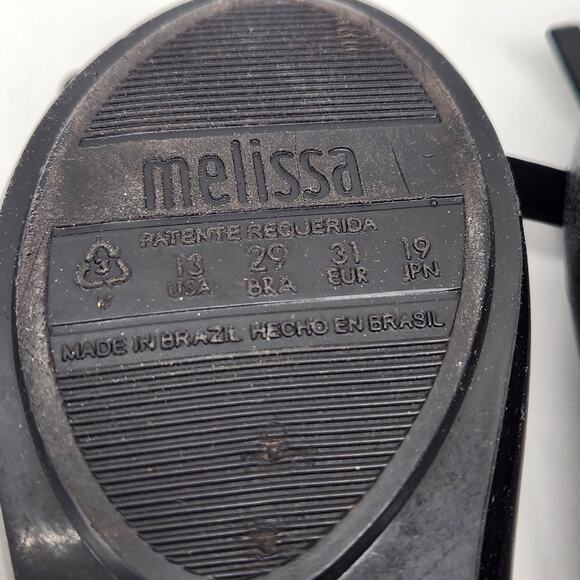 Melissa Ultra Girl Jelly Ballet Flats Size 13 Black Bow Front Classic Luxe - Picture 8 of 8